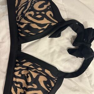 Boden Black and Tan Patterned Halter swim top